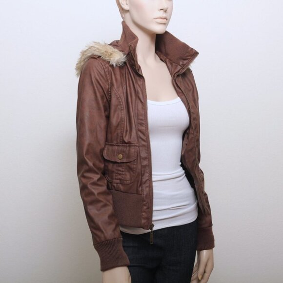 Ashley by 26 international Leather Jacket with Detachable Faux Fur Hood - Picture 7 of 14